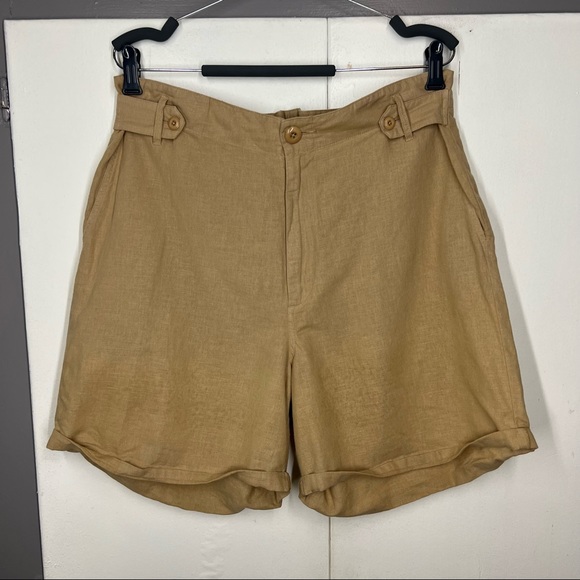 THE GREAT. Pants - The Great beige linen explorer shorts size 30